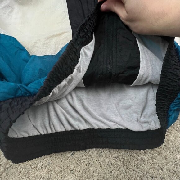 VTG Macgregor Sz L Color Block Track Windbreaker Jacket Black White Blue Zip Up - Picture 9 of 10